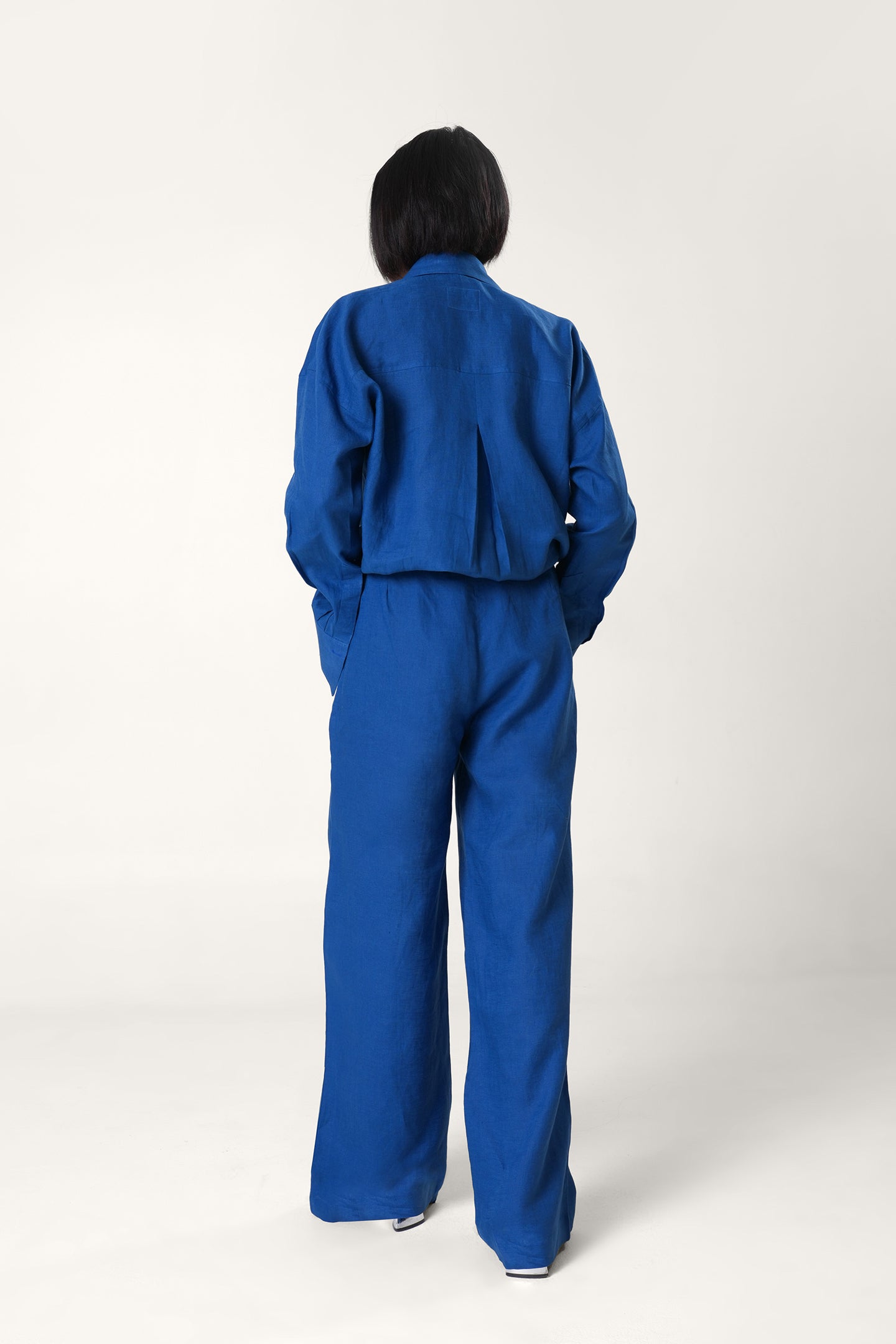 Linen Straight Pants | Electric Blue