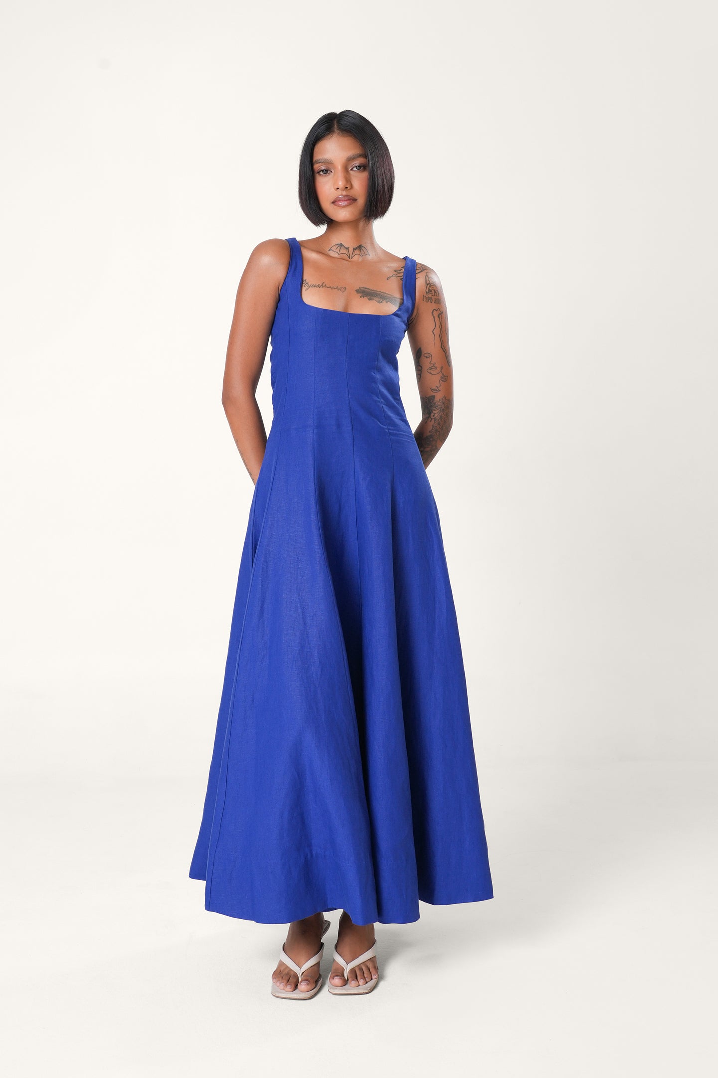 Linen Maxi Dress | Electric Blue