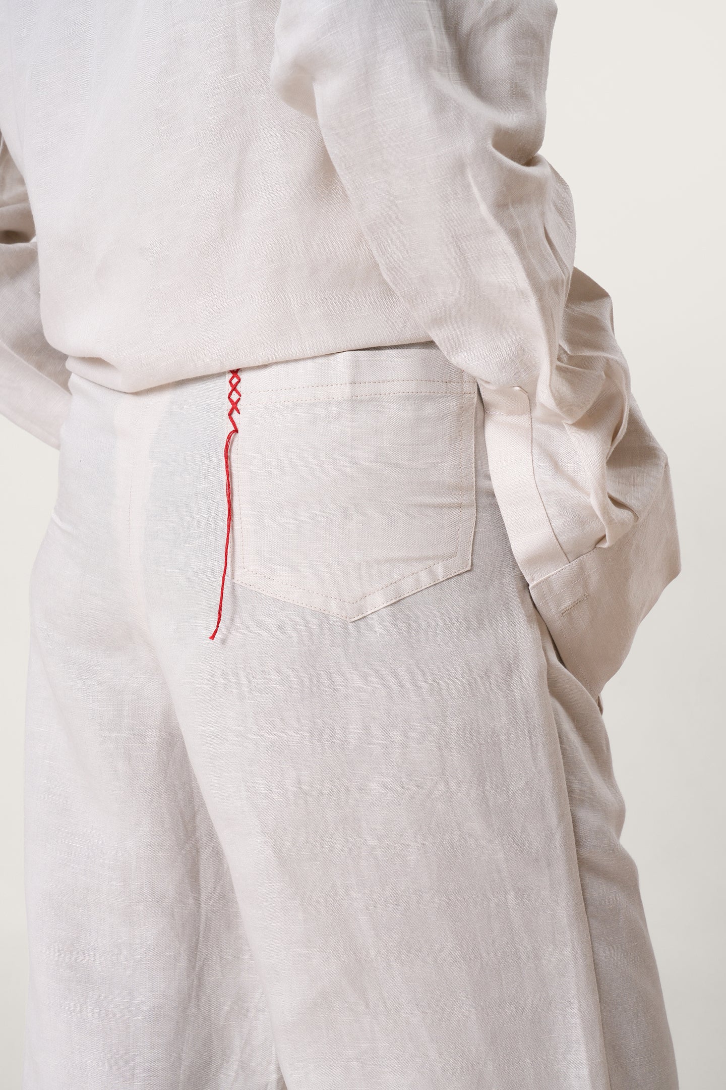 Straight Linen Pants | Beige