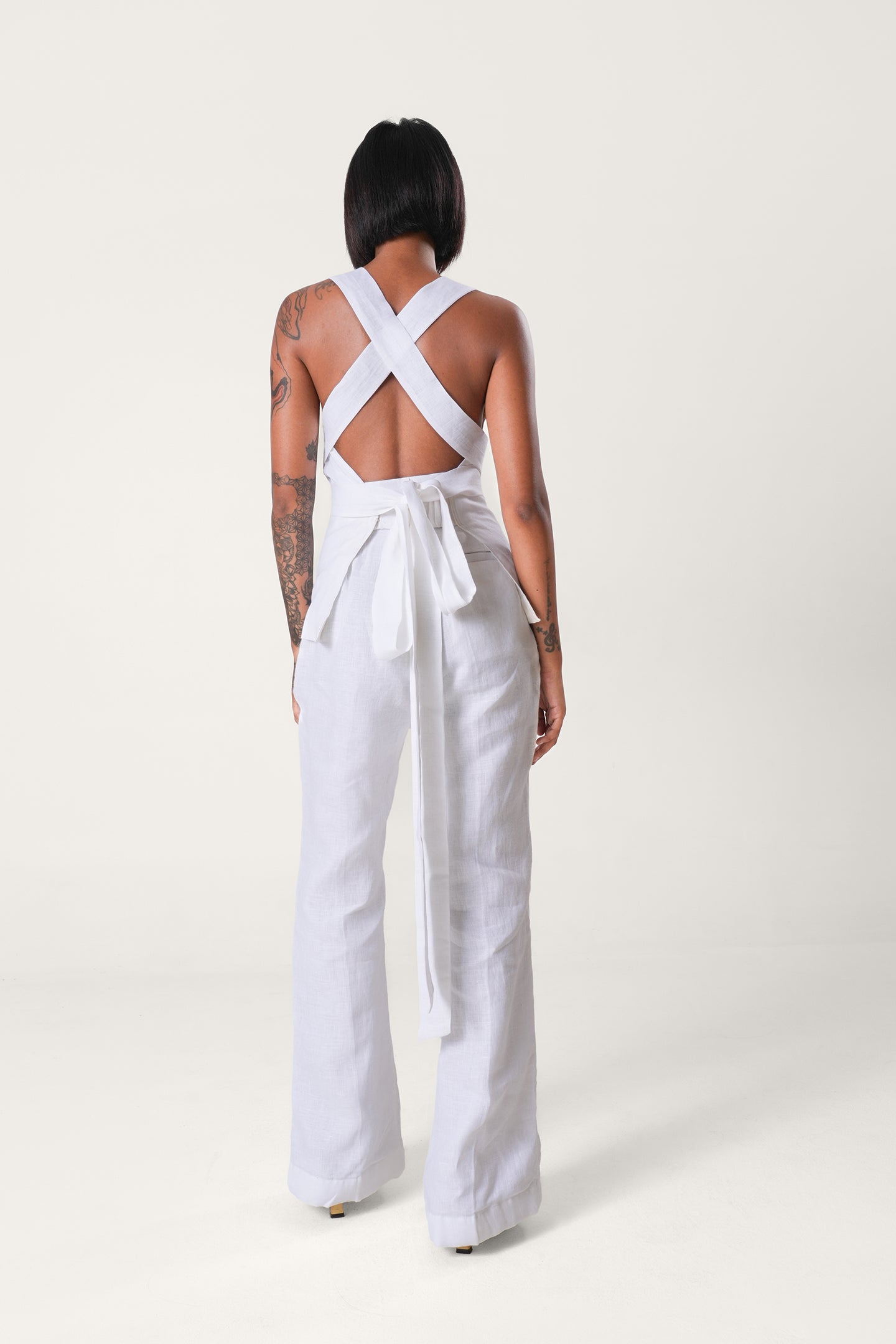 Linen Straight Pants | White