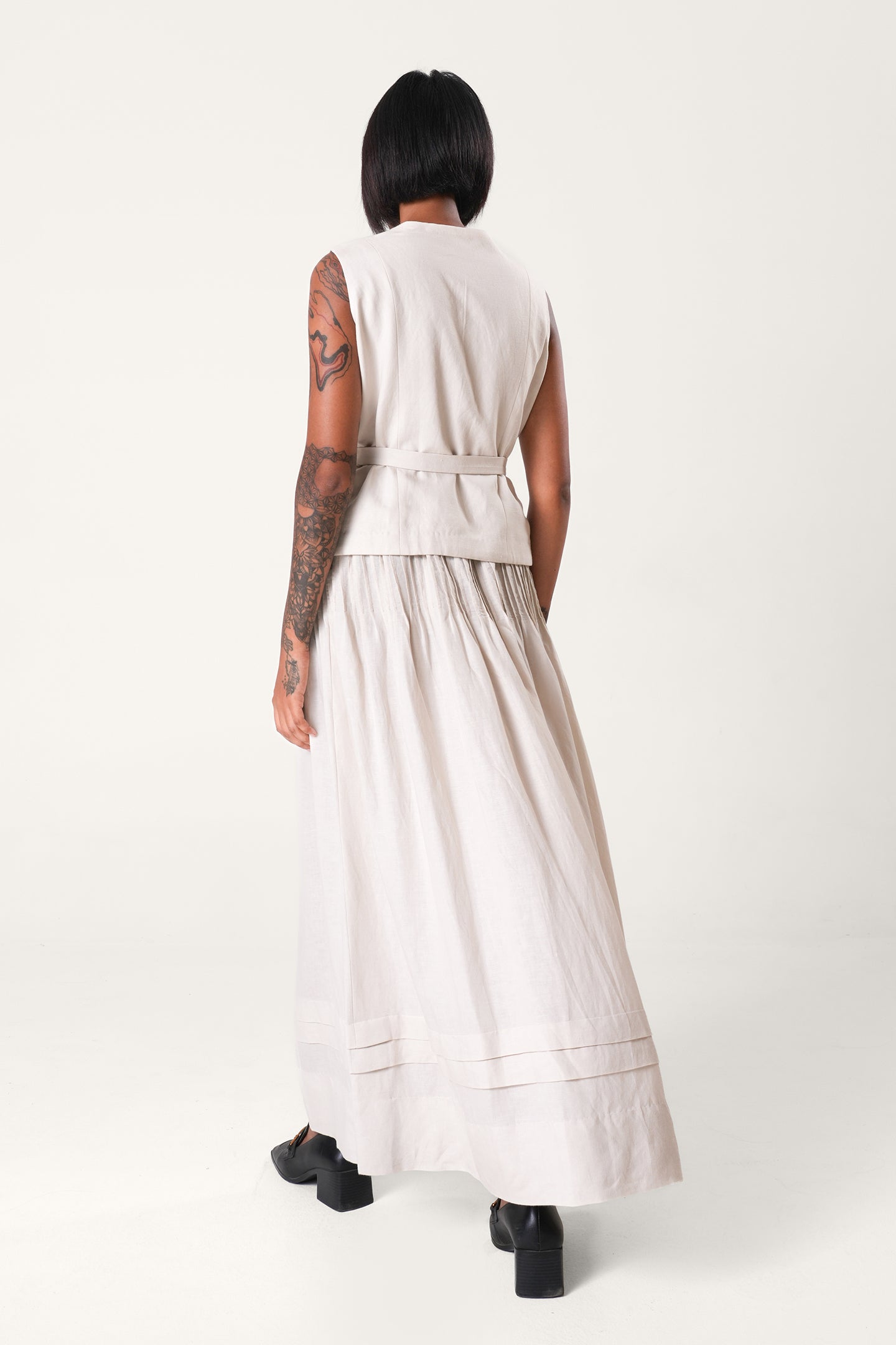 Linen Waistcoat Dress | Beige