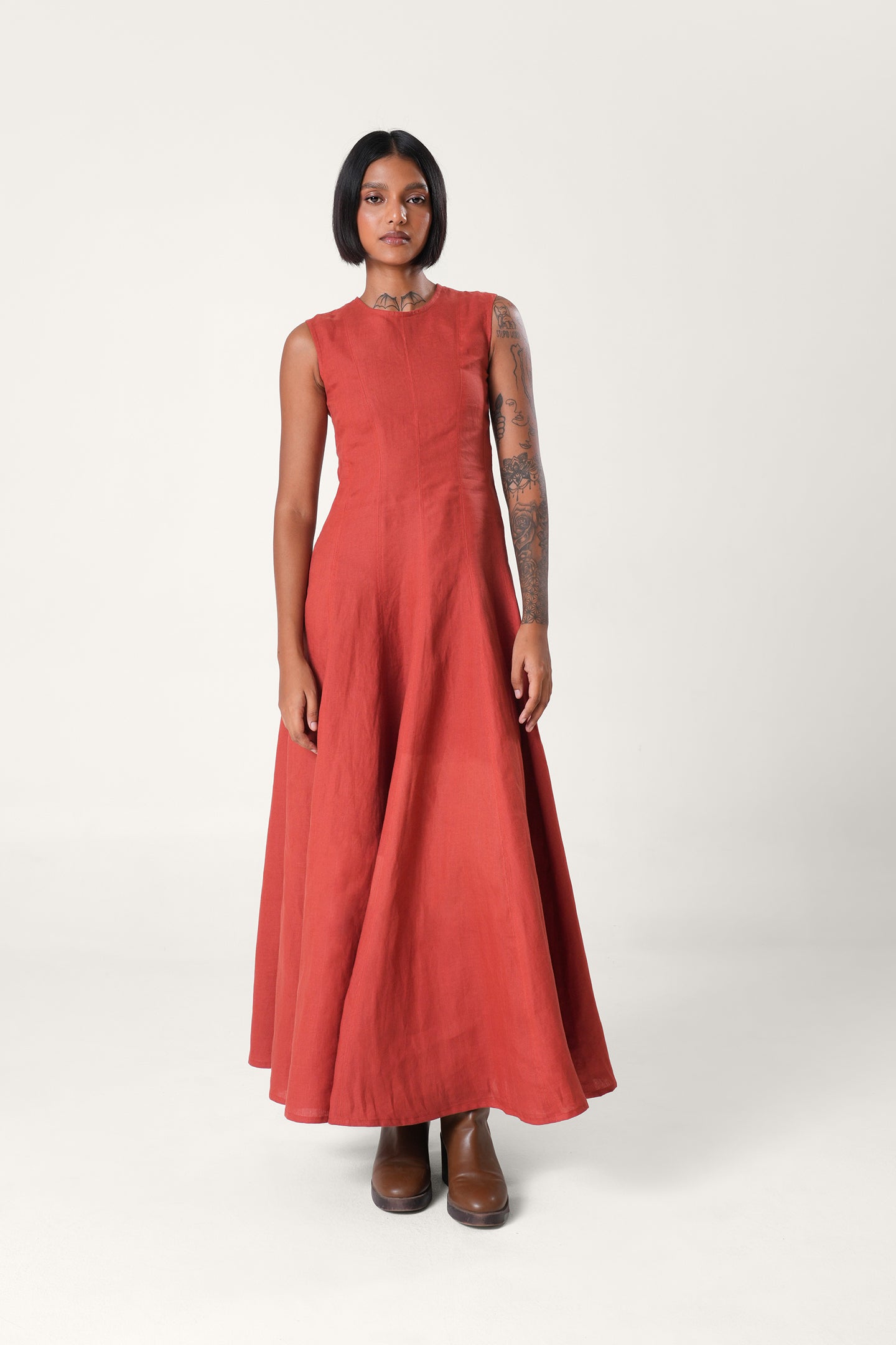 Linen Maxi Dress | Rust