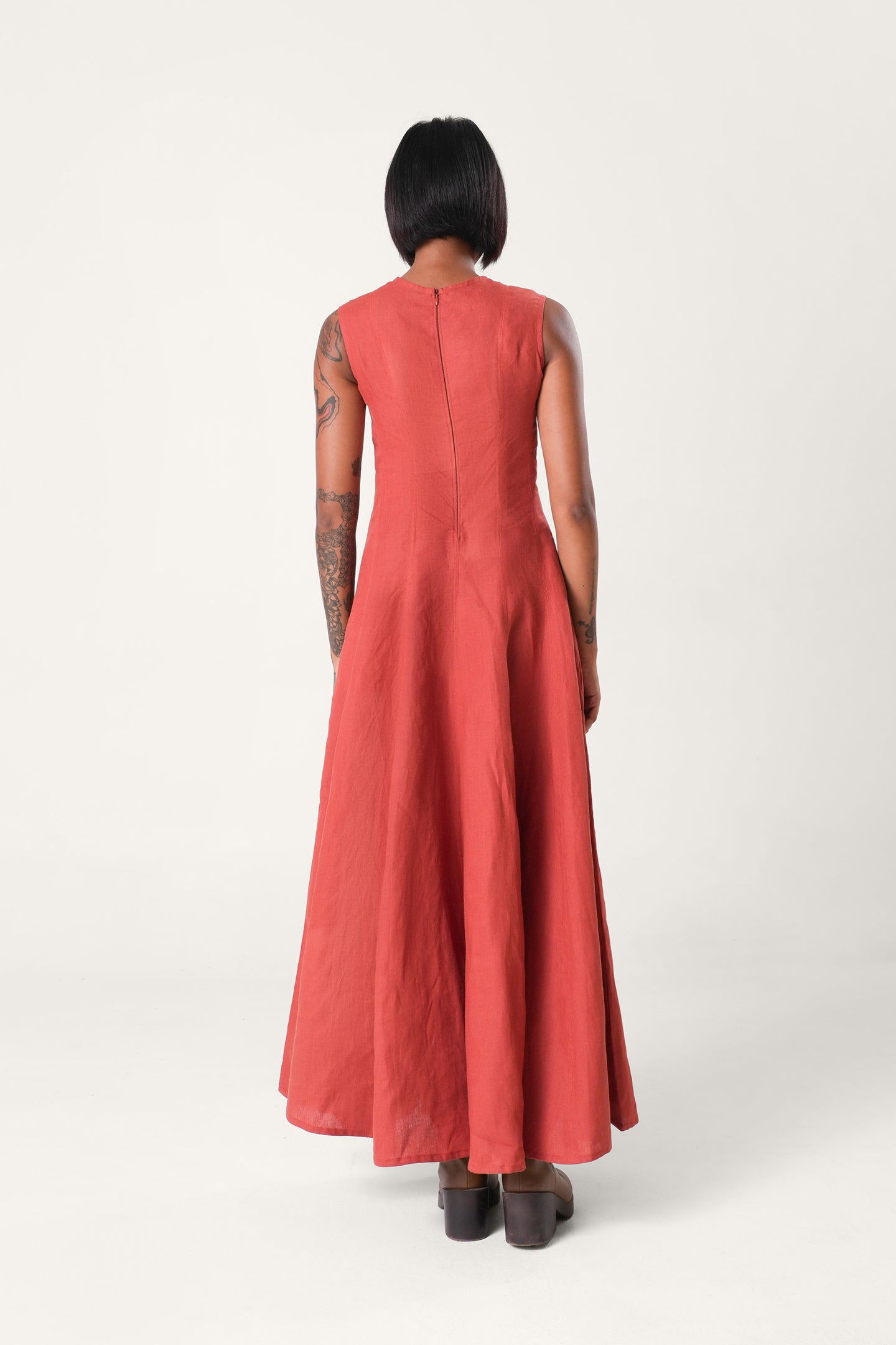 Linen Maxi Dress | Rust