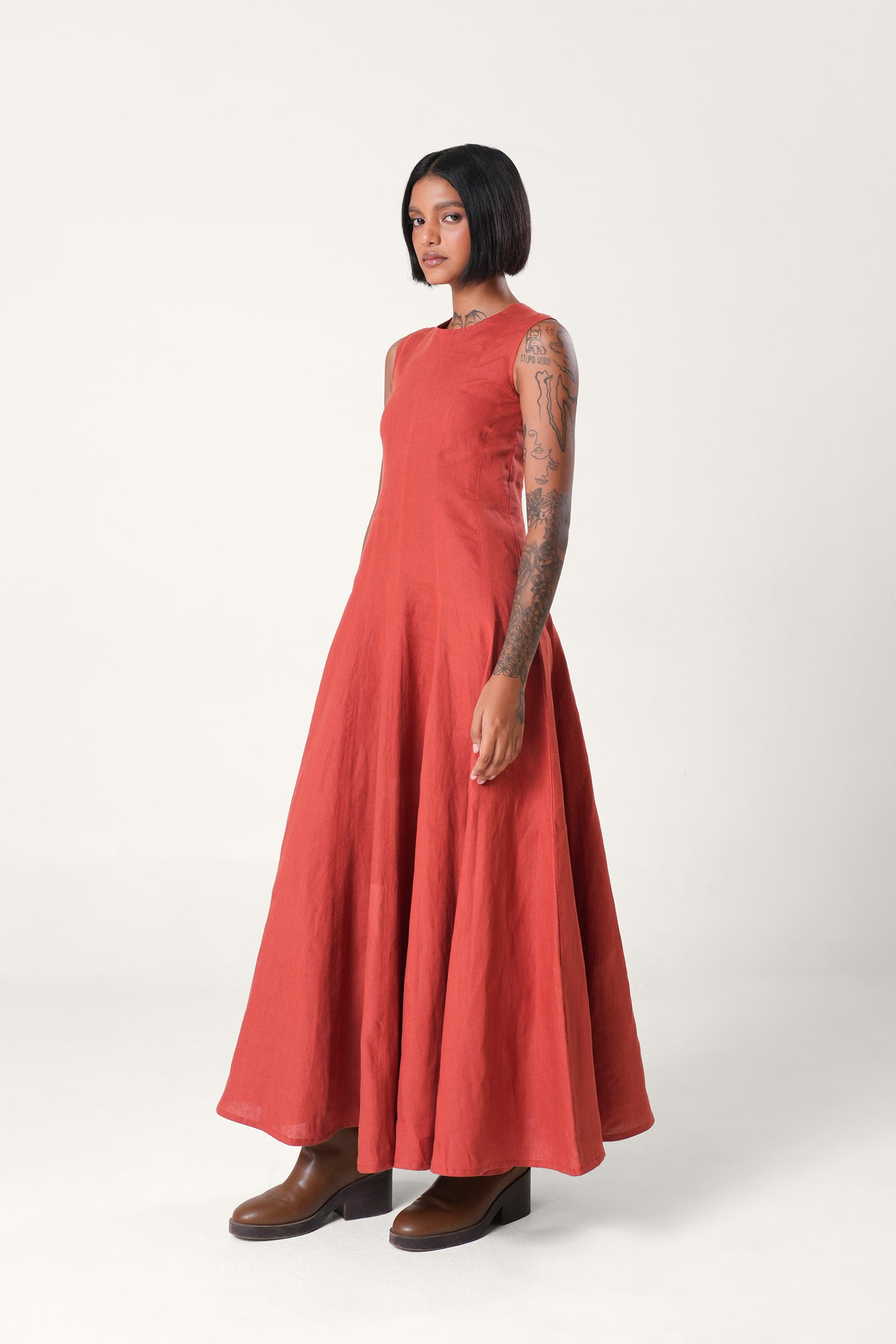 Linen Maxi Dress | Rust