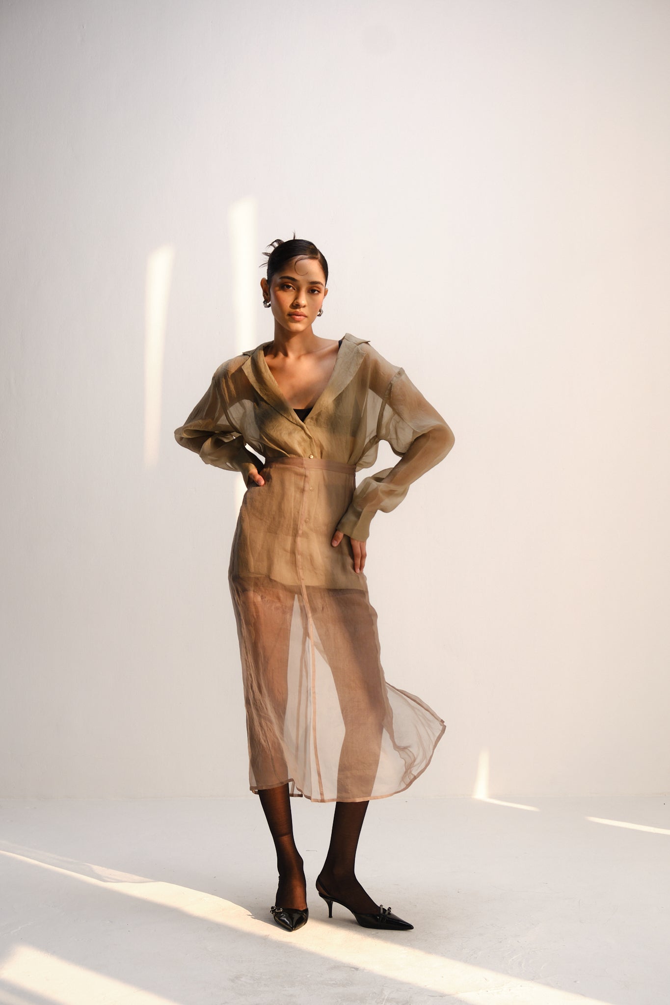 Sheer Organza Skirt | Beige